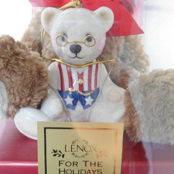 PAIR of Lenox American Bears * 100th Anniversary Ornament & Plush Teddy NIB BOGO - Picture 9 of 10